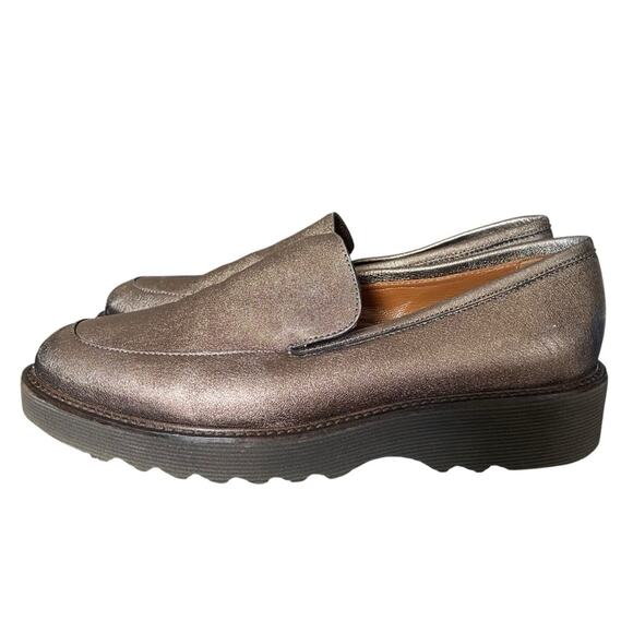 Aquatalia Kelsey Weatherproof Leather Bronze Slip On Loafer Shoes size 9 - Picture 5 of 12